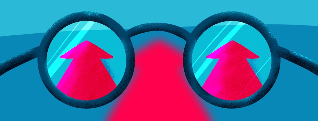 glasses show arrows that point forward