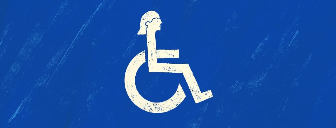 disability symbol with a woman's face