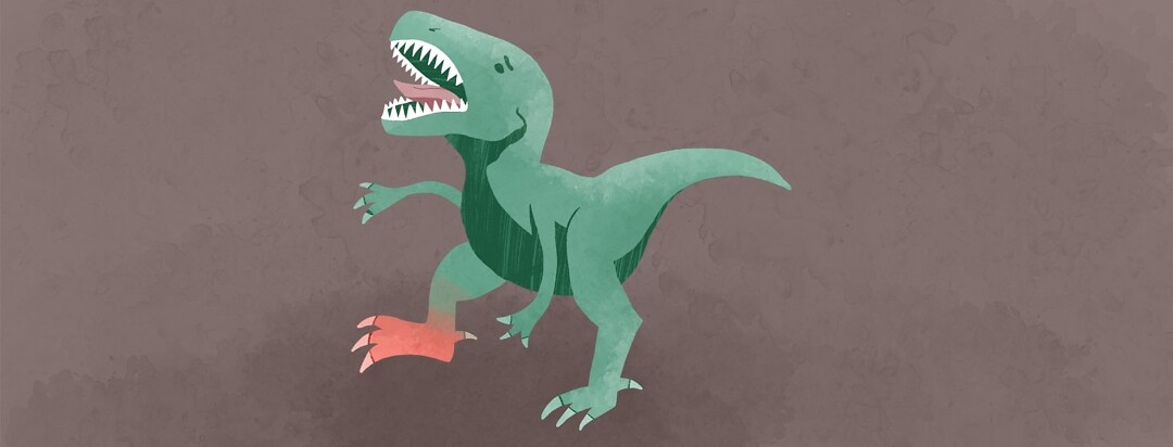 a dinosaur with a hurt foot