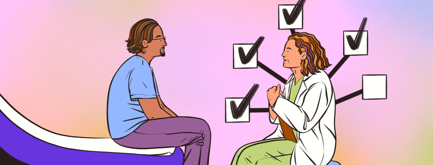 alt=patient talking with doctor about treatment