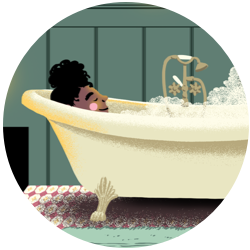 A woman in a bathtub