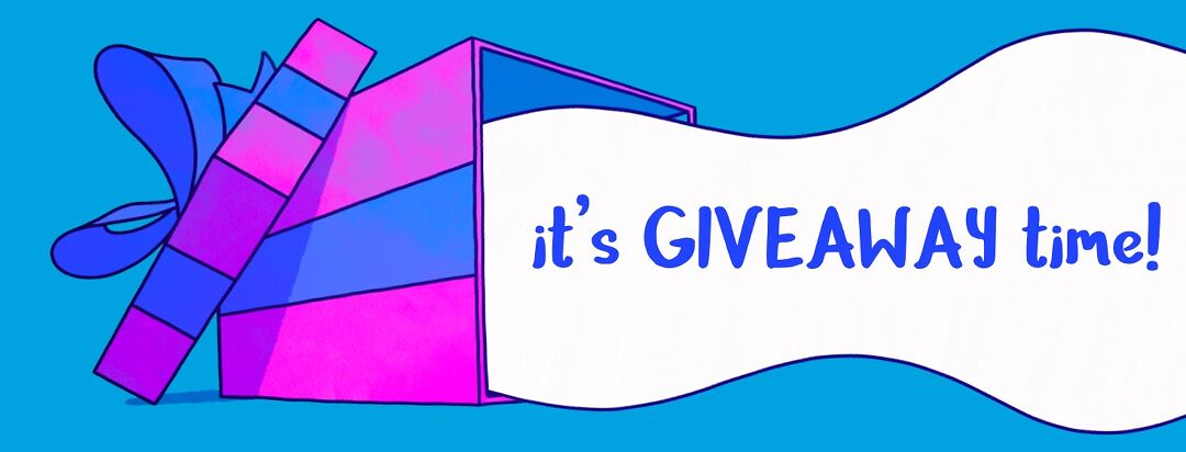An opened gift box saying it's giveaway time